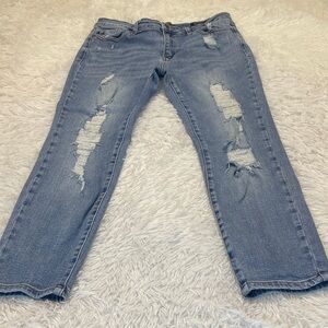 Judy Blue Light Blue Distressed RELAXED Jeans SIZE 11 JRS 30 waist